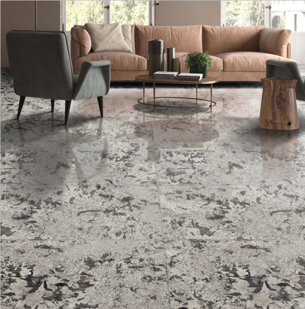 Heat Resistant Light Reddish Brown Marble Look Porcelain Tile