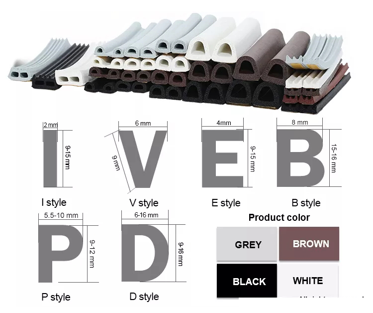 Windproof D Shape Rubber Door Sealing Strip with Simple Adhesive Tape Installation