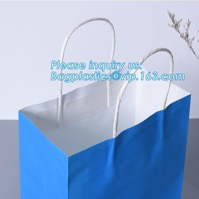 Custom Printed Accept Wholesale Stock White Brown Kraft Paper Shopping Bag With Handle No Minimum, carrier handle bags