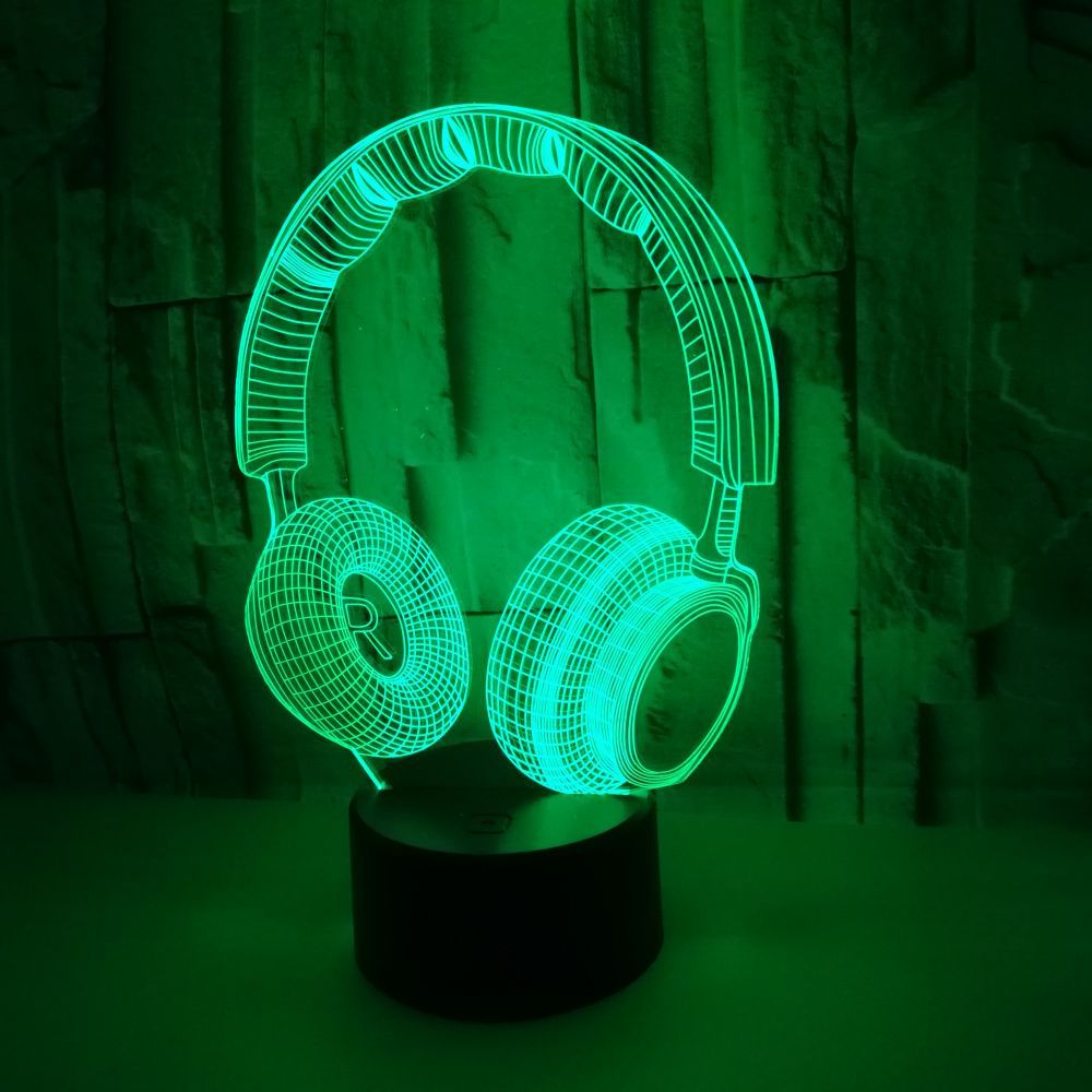 New Headphones Model 3D LED night Lights custom OEM music sign logo picture Advertising display Ambient Table Lamps