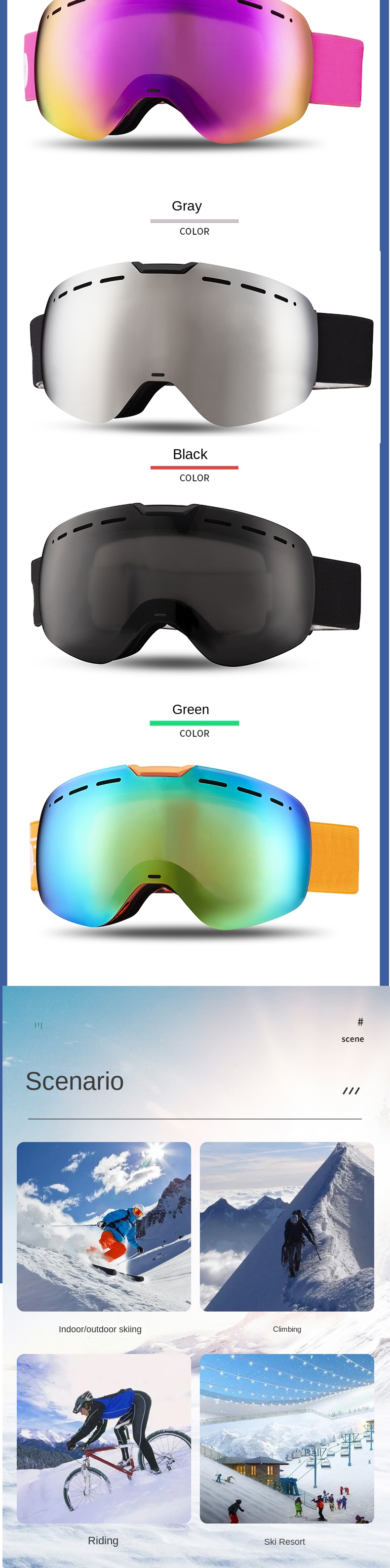 High Definition Vision Adult Ski Goggles Magnetic Spherical Snowboard Goggles TPU Frame
