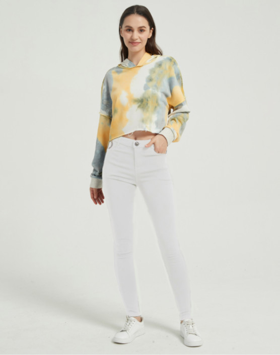100 Polyester Women'S Gradient Oversized Tie Dye Sweatshirt Pullover Sweater Hoodies Tops