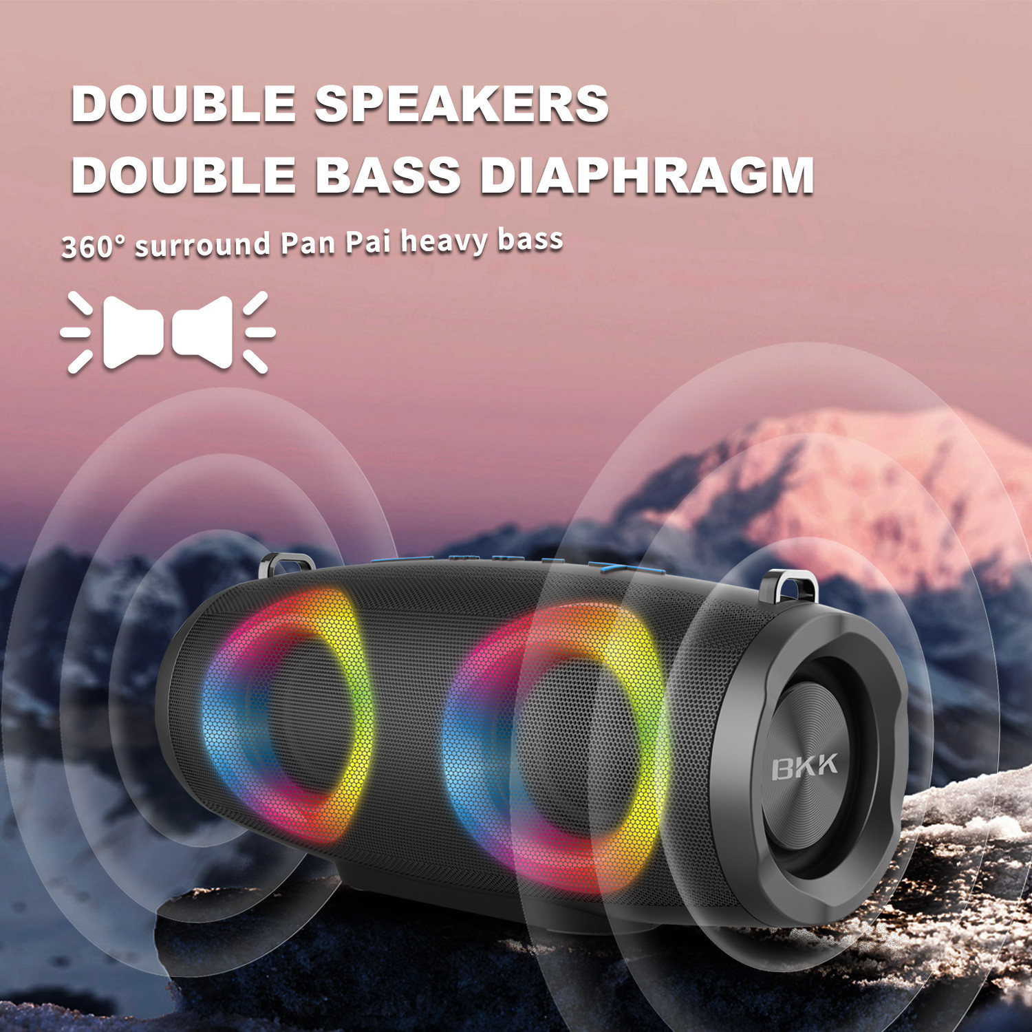 Customized 10W Portable Bluetooth Speaker Battery Powered With RGB Lights