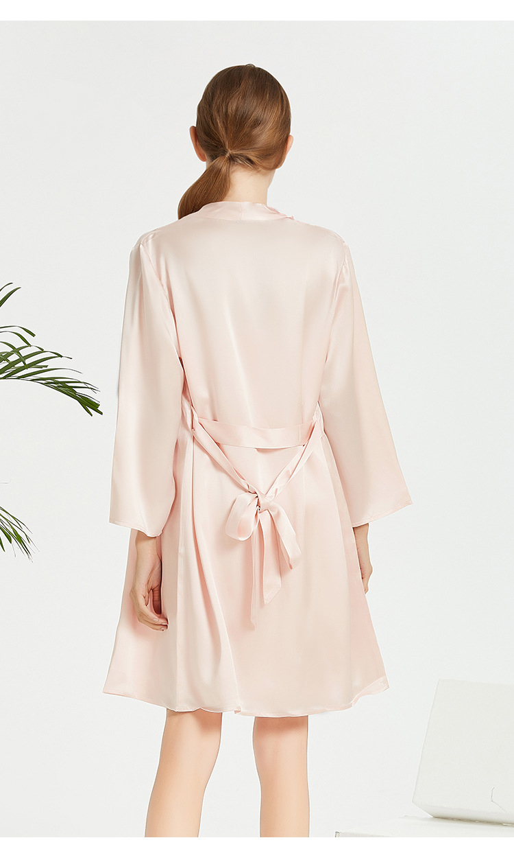 Women'S Nightwear Knitted Silk Pajamas Long Sleeve Lightweight Silk Fabric Two Pieces