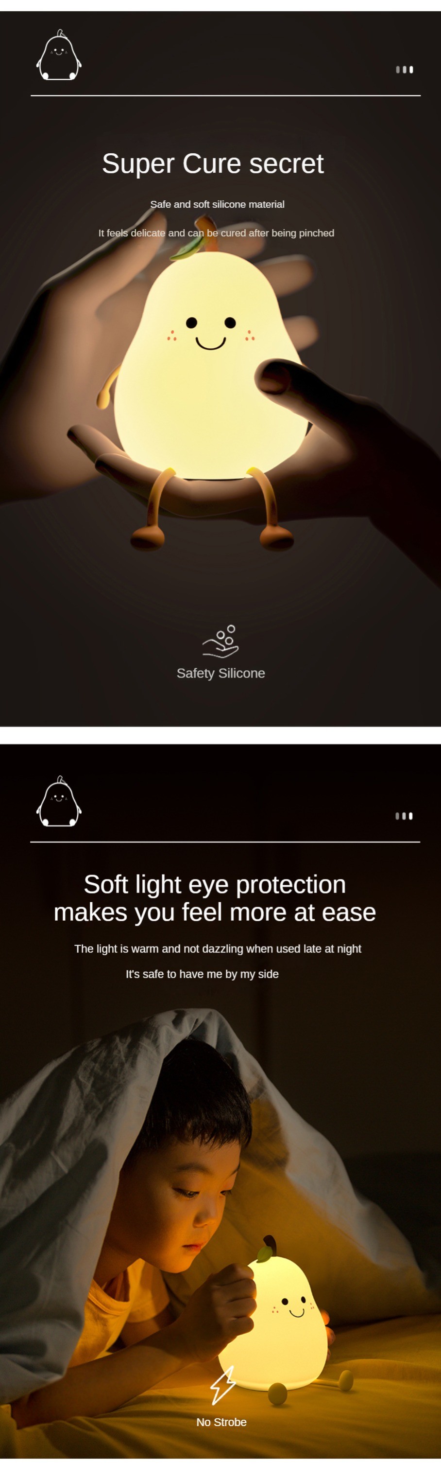 High Quality Rechargeable RGB Wireless LED Night Light Dimmable Table Lamp For Baby / Kids Lovely Silicone Design