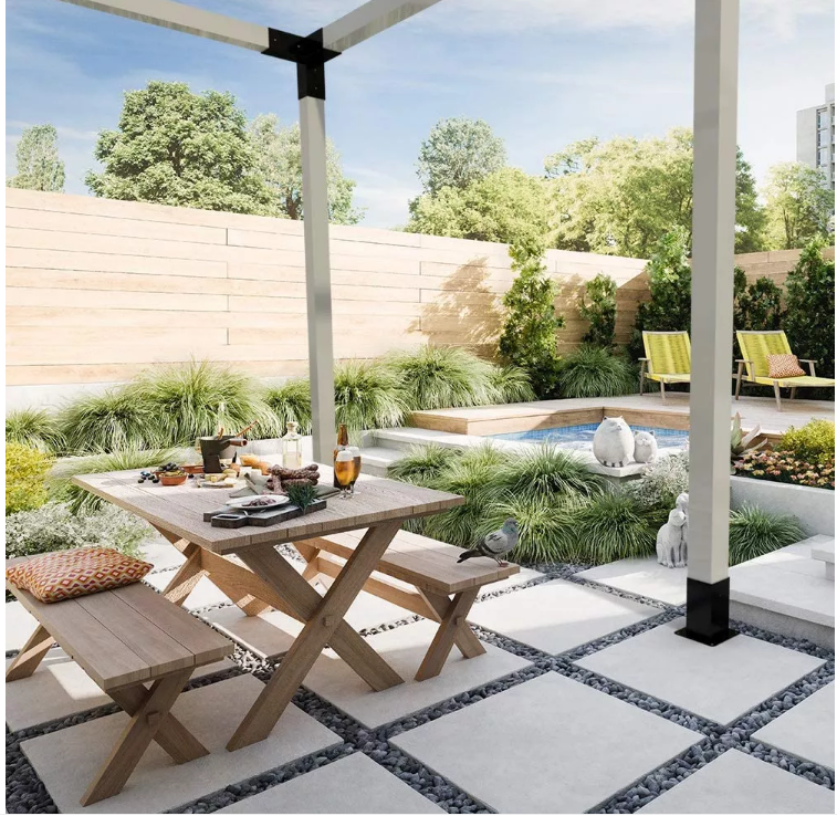 4x4 Or 6x6 Lumber Pergola Kit With 3-Way Extension Bracket Sample Offered