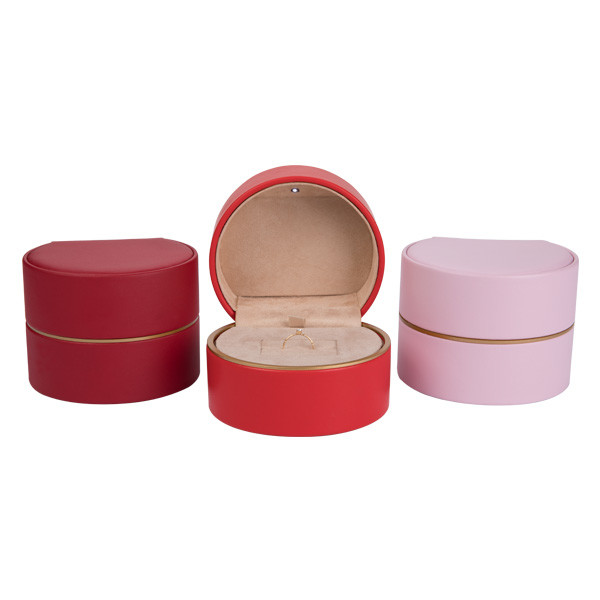 Round Fashion Leather Jewelry Box Multi Color Eco Friendly For ring Holder