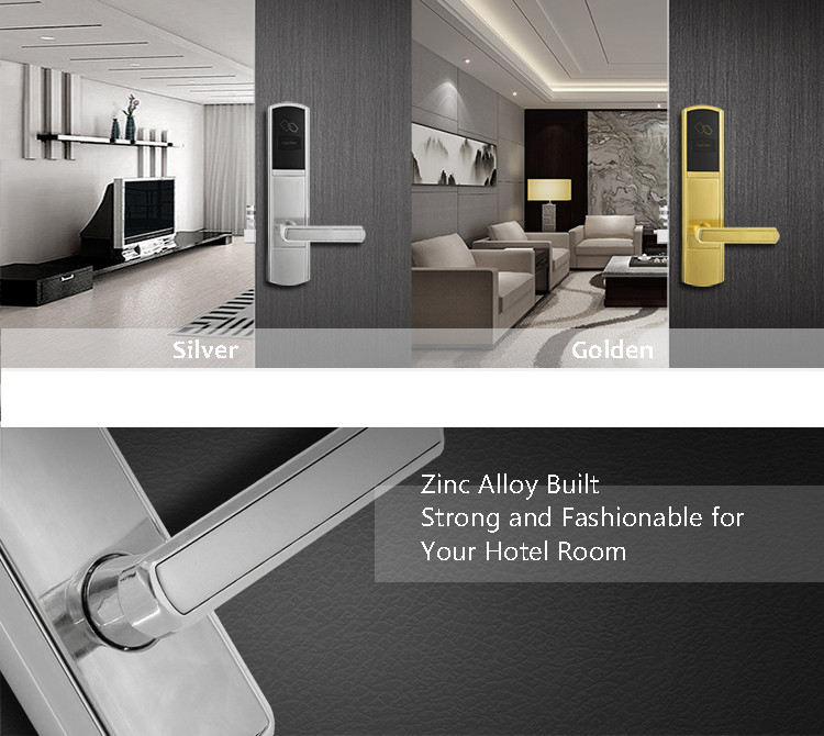 Smart Keyless Hotel Door Locks Zinc Alloy / 304 Stainless Steel 2 Ways To Unlock