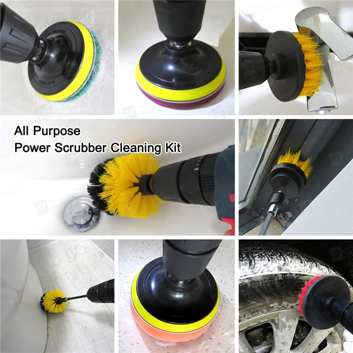Power Scrub 4" Drill Cleaning Brush For Leather Carpet Plastic Wooden Furniture