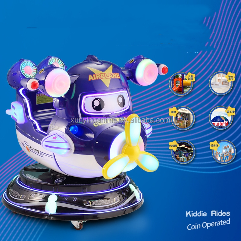 3D Rotation Lifting Plane Coin Operated Kiddie Ride Amusement Game Machine with Materials
