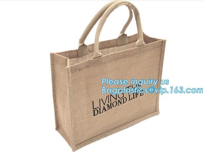 Multifunctional jute bag with low price,Natural Burlap Tote Bags Reusable Jute Bags with Full Gusset,shoulder strap plai