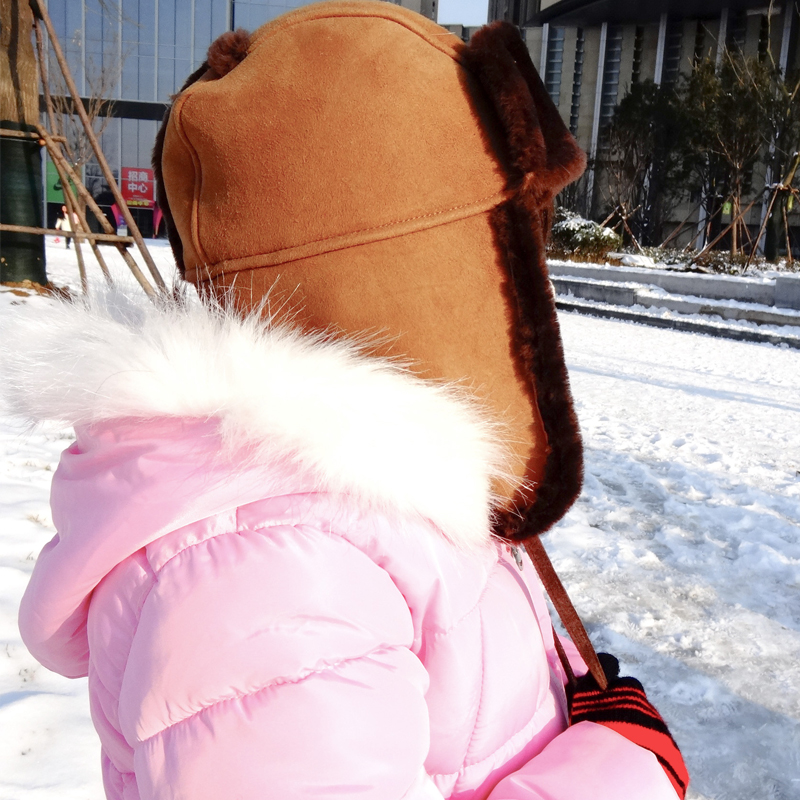 Classical Female Sheepskin Shearling Trapper Hat For Kids ODM Designs