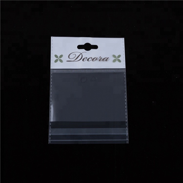 Customized Transparent BOPP seal adhesive plastic Jewelry bags with header,bopp header bag with seal adhesive