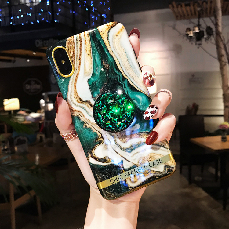 Gold Foil Chic Marble Phone Case Anti Knock Protective Case For Iphone XS