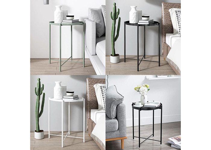 Folding 46x52cm Modern Round Side Table Metal Anti Rust Waterproof Outdoor