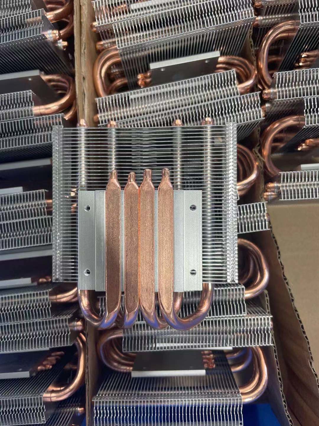 High Density 500W Black Nickel Plating Aluminum Fin Heat Pipe Heatsink with Copper Heatpipe