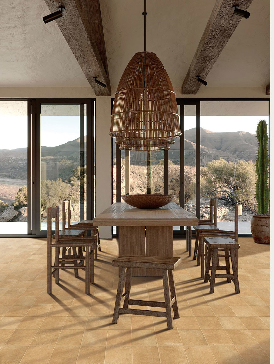 Anti-Slip Light Brown Exterior Floor Eco-Friendly Ceramic Tiles For Bedroom 600x600m