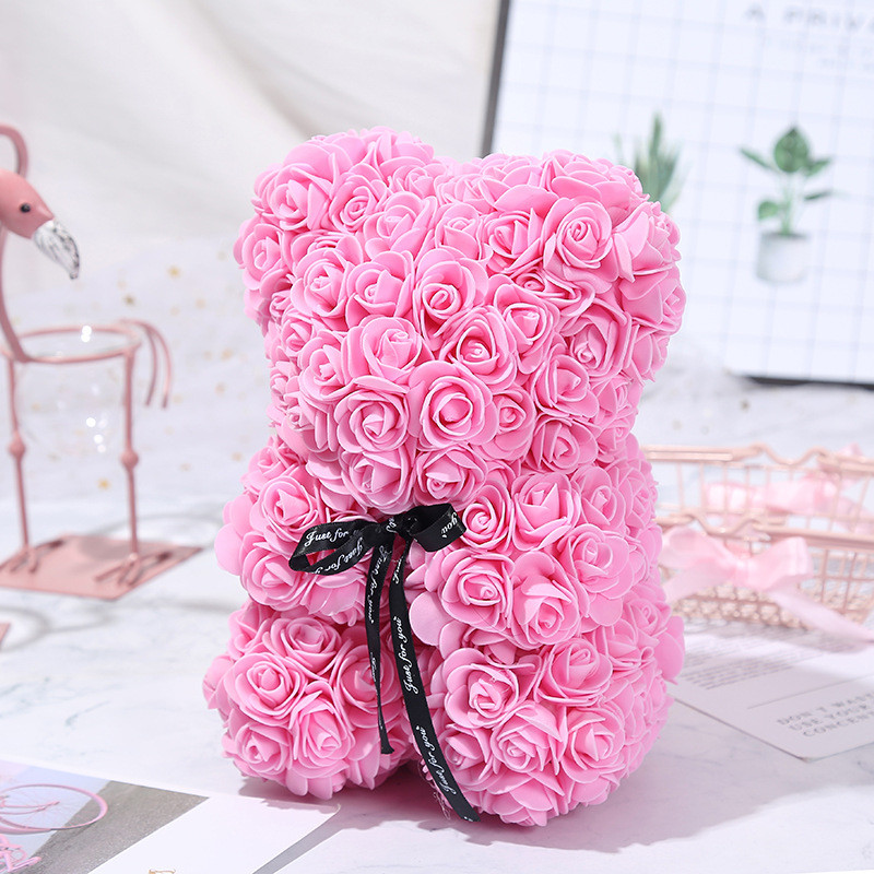 PE Roses Bear with More Colors Bear Roses for Christmas Gift Rose bear China factory Valantines day gift