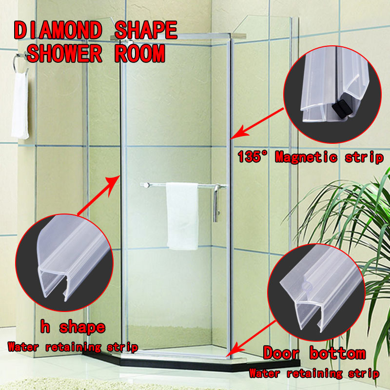 D Shape Shower Door Seal Strip Anti Collision For 8mm Glass