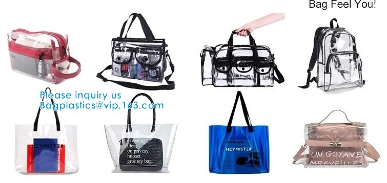 Clear Bags, Stadium Approved, See Through Tote Bag, Shoulder Strap, Large Transparent Bag