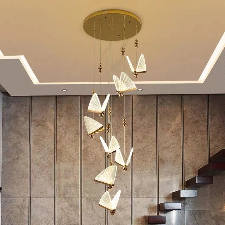 LED Lamp Hotel Lobby Villa Staircase Custom Luxury Butterfly Bar Chandelier