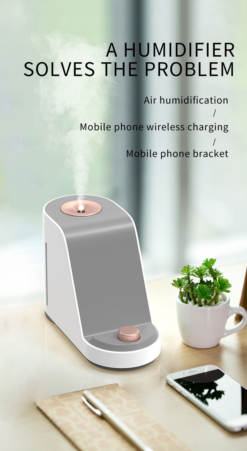 10W Wireless Charger Phone Holder Cool Mist Air USB Ultrasonic Humidifier