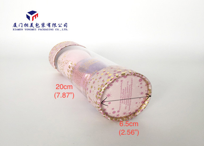 High Durability Plastic Cylinder Packaging Tubes With Pink Hard Paper Covers
