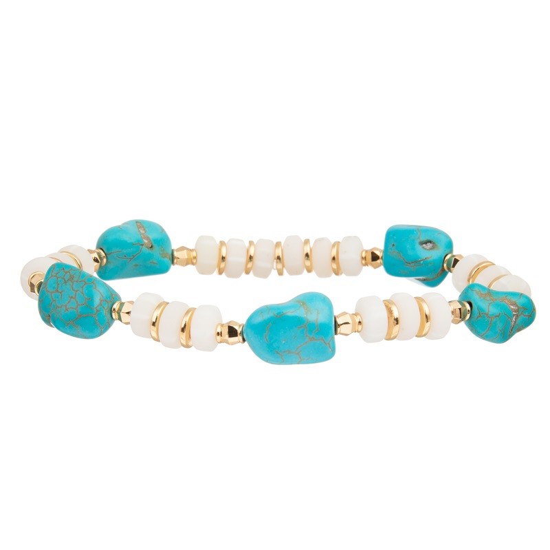 Gold Chain Link Blue Turquoise Magnetic Buckle Bracelet For Woman Fashion
