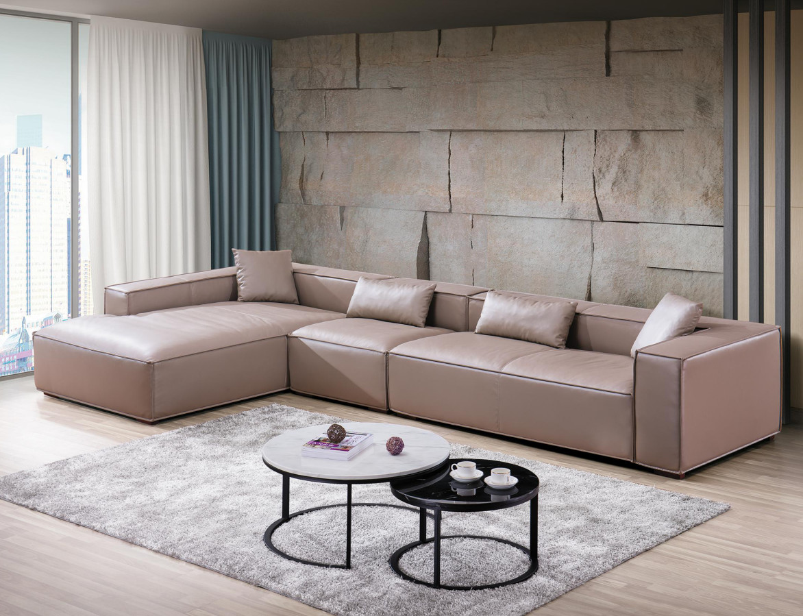 Fabric Leather 3 Seater Modern Living Room Sofa With Cushion