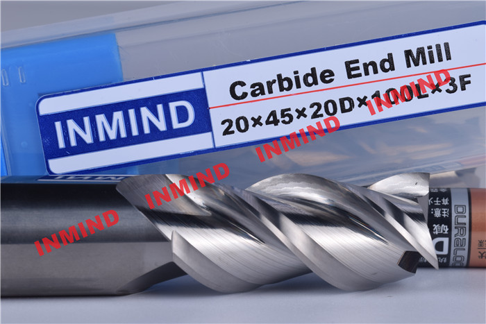 HRC50 End Mill Bits For Aluminum 3 Flute No Coating Grain Size 0.8 um Bright Surface