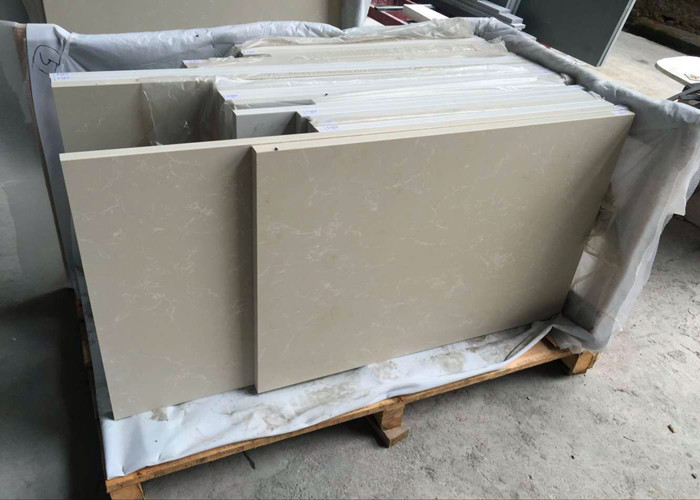 Botticino Beige Marble Bathroom Countertops Durable With Rectangle Sinks
