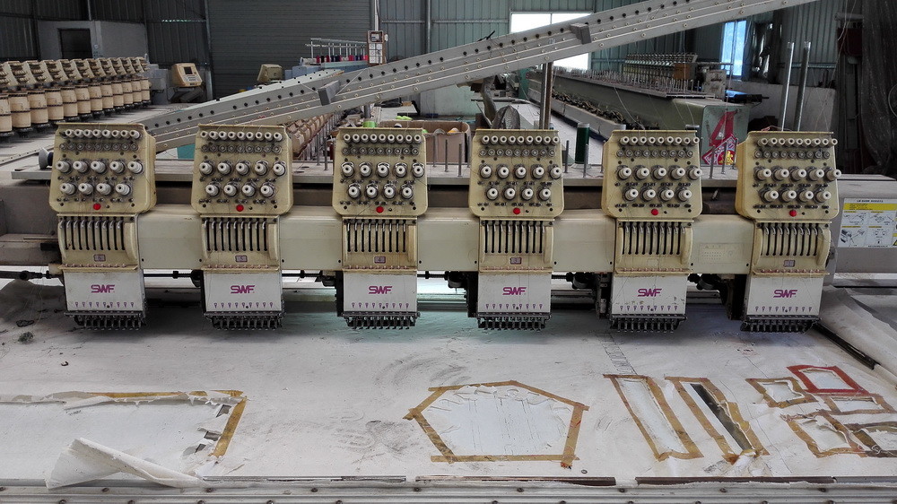 Used SWF 6 Head Embroidery Machine 9 Needles One Phase 220V 50Hz