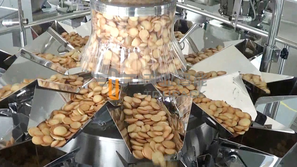 Touch Screen Multihead Weigher Packing Machine For Egg Biscuit Cookie Standup Pouch