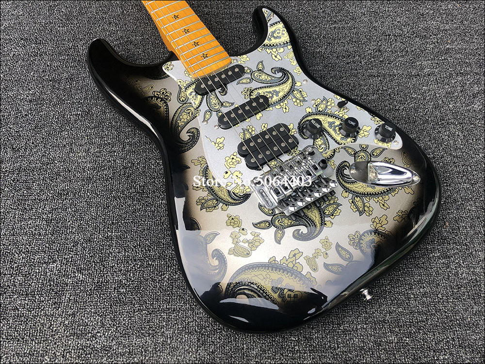 Maple fingerboard retro color front and rear stickers electric guitar double wave electric guitar free shipping