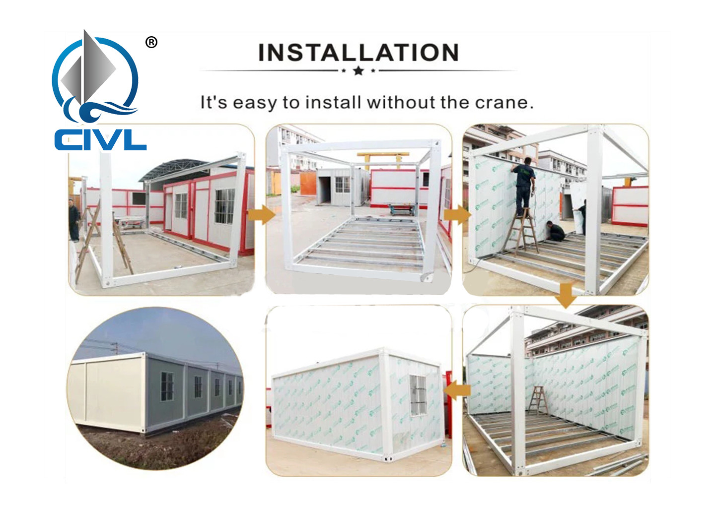 White / Gray Prefabricated Container House , Prefab Modern Modular Container Houses