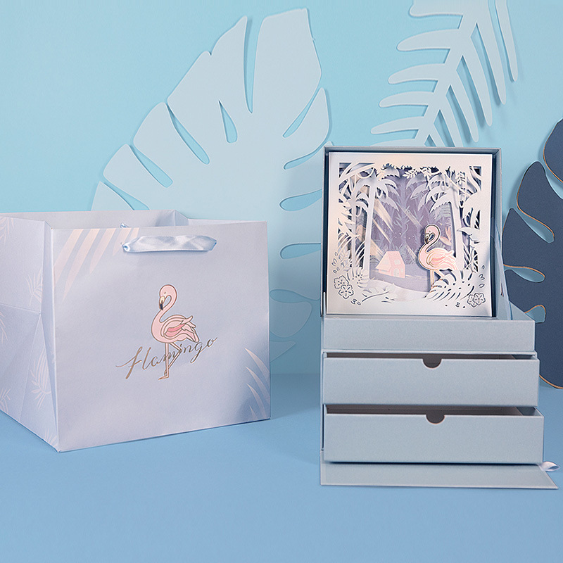 Recyclable Biodegradable Wholesale Custom Logo big present box personalised layered gift box