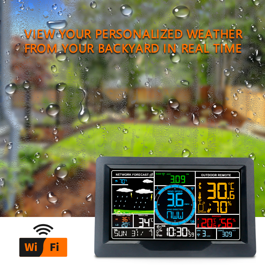Rain Range 0 To 9 Solar Powered Outdoor Weather Station With Wind And Humidity Sensors
