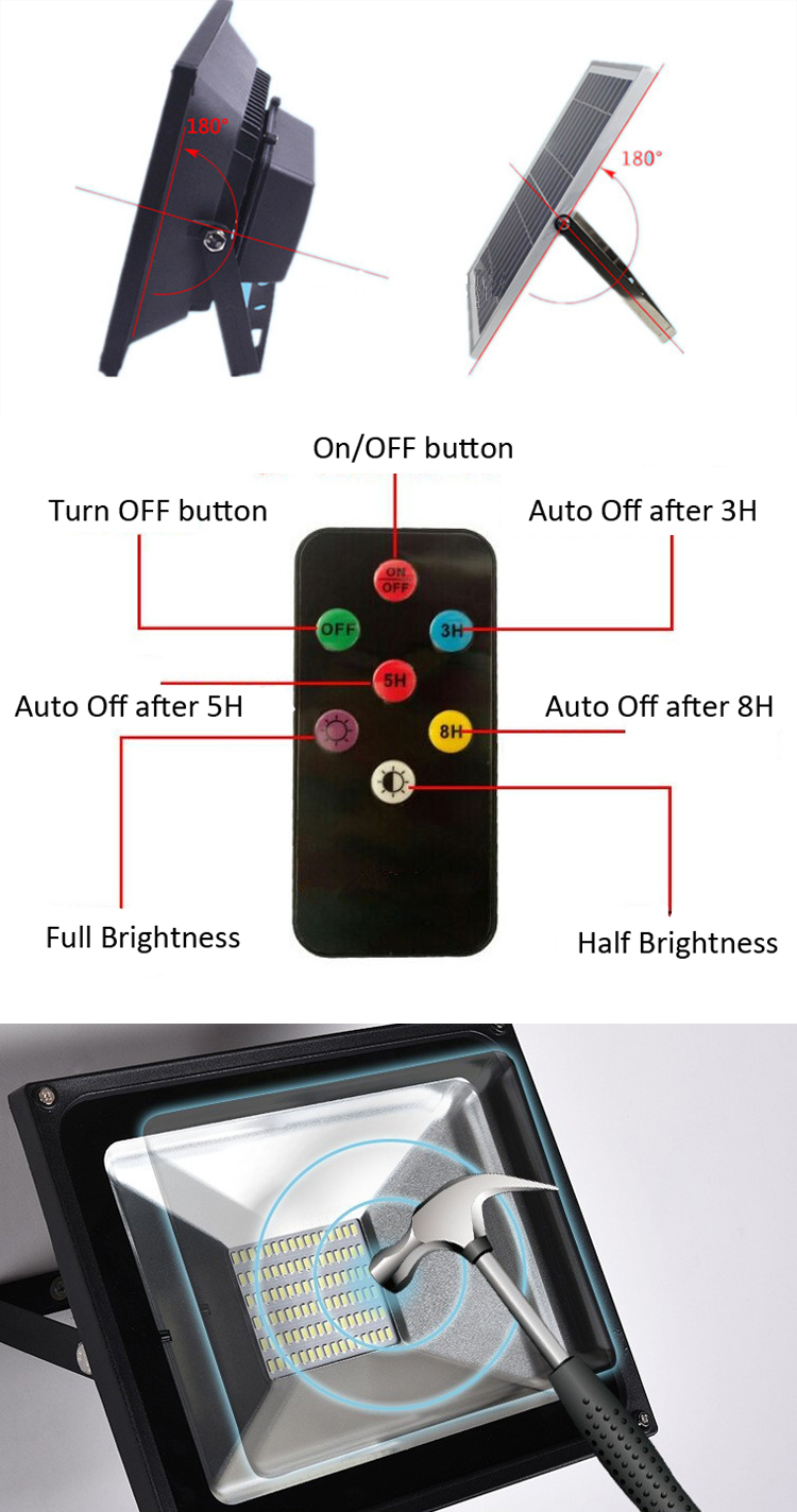 Color Changing Solar Powered LED Flood Light , Remote Controlled Solar Powered Flood Light