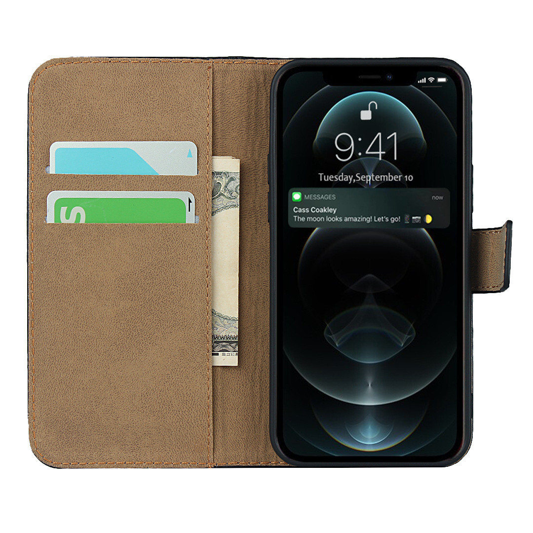 Book Design Card Pocket Phone Case Mangetic Clip Closure For Iphone 12 Pro Max