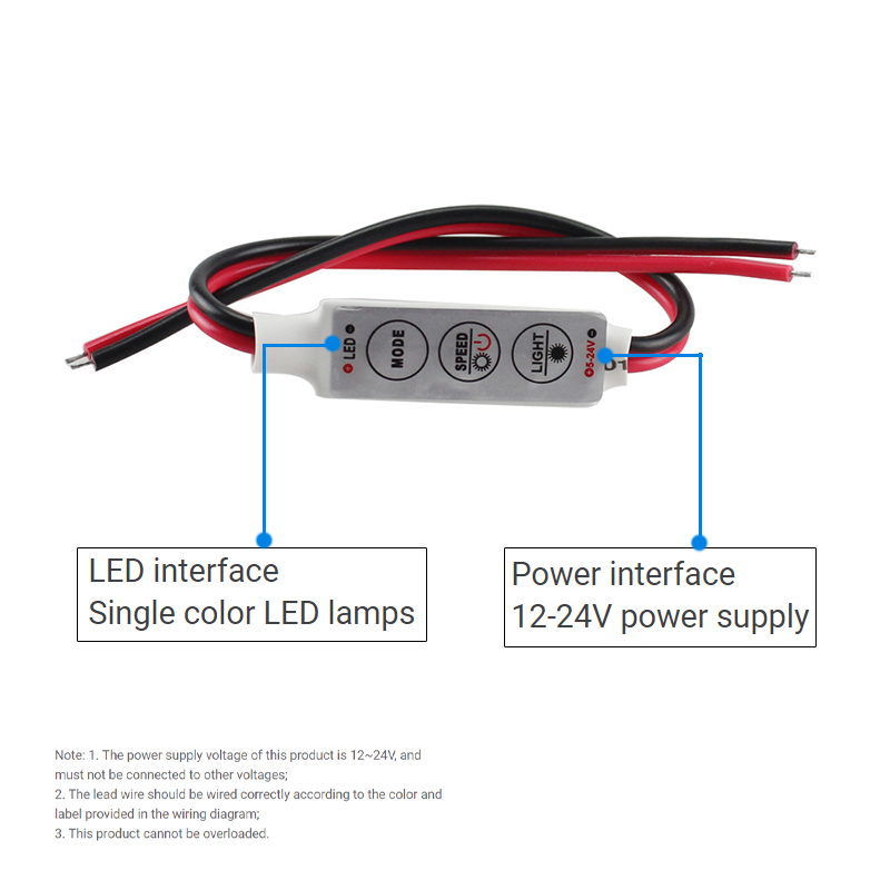 3 Key LED Mini Controller 5V 12V 24V For 5050 3528 Single Color LED Strip Light