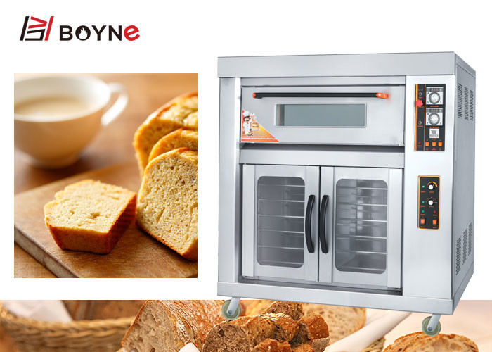 Industrial Stainless Steel One Layer Two Trays Gas Oven With Proofer