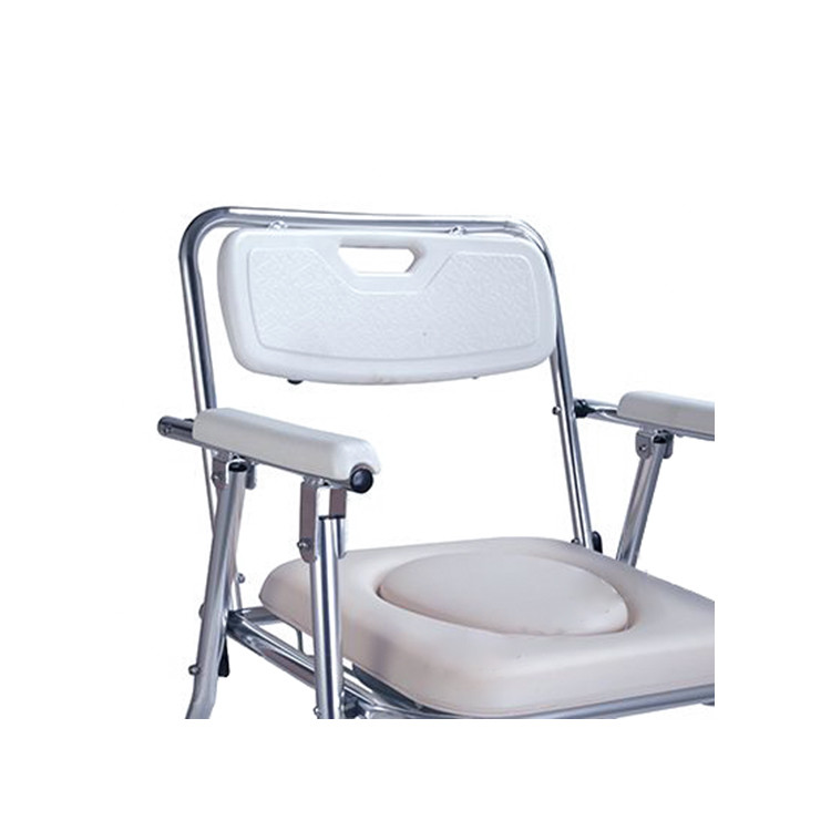 Steel Adjustable Height Shower Commode Toilet Chair With Arm Rest
