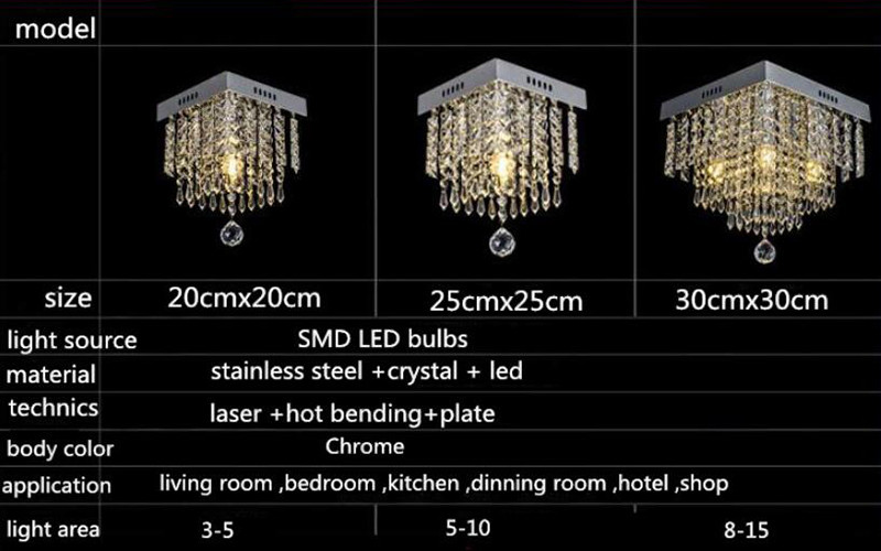 Crystal Led Ceiling Square Lamp for Corridor Ladder Entrance Chandelier(WH-CA-93)
