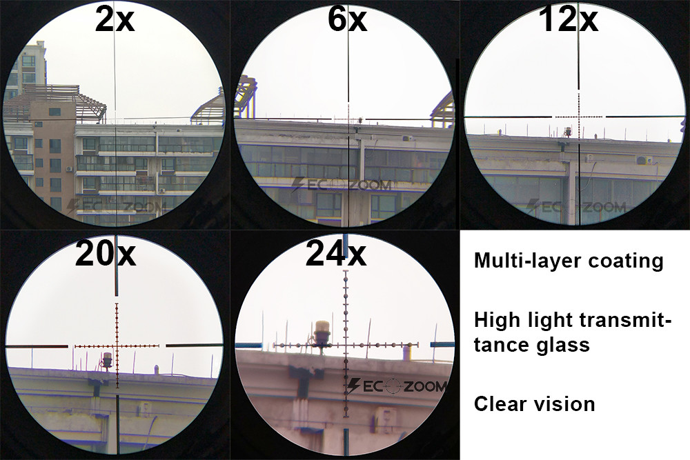 SECOZOOM Tactical Long Range Scopes Mil Dot High Light Transmission SFP 2-24x50 Rifle Scope
