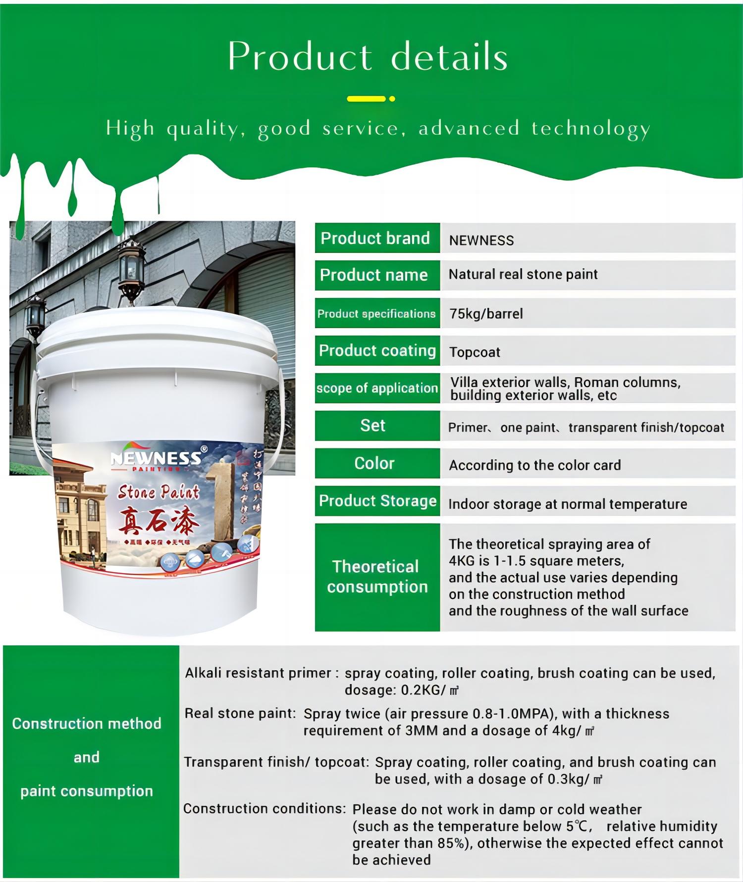 20KG/BUCKET Natural Stone Textured Paint High Adhesion Coating for Outside Wall Paint