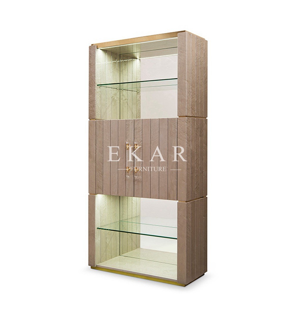 Dining Room Wooden Cupboard Storage Display Glass Cabinet