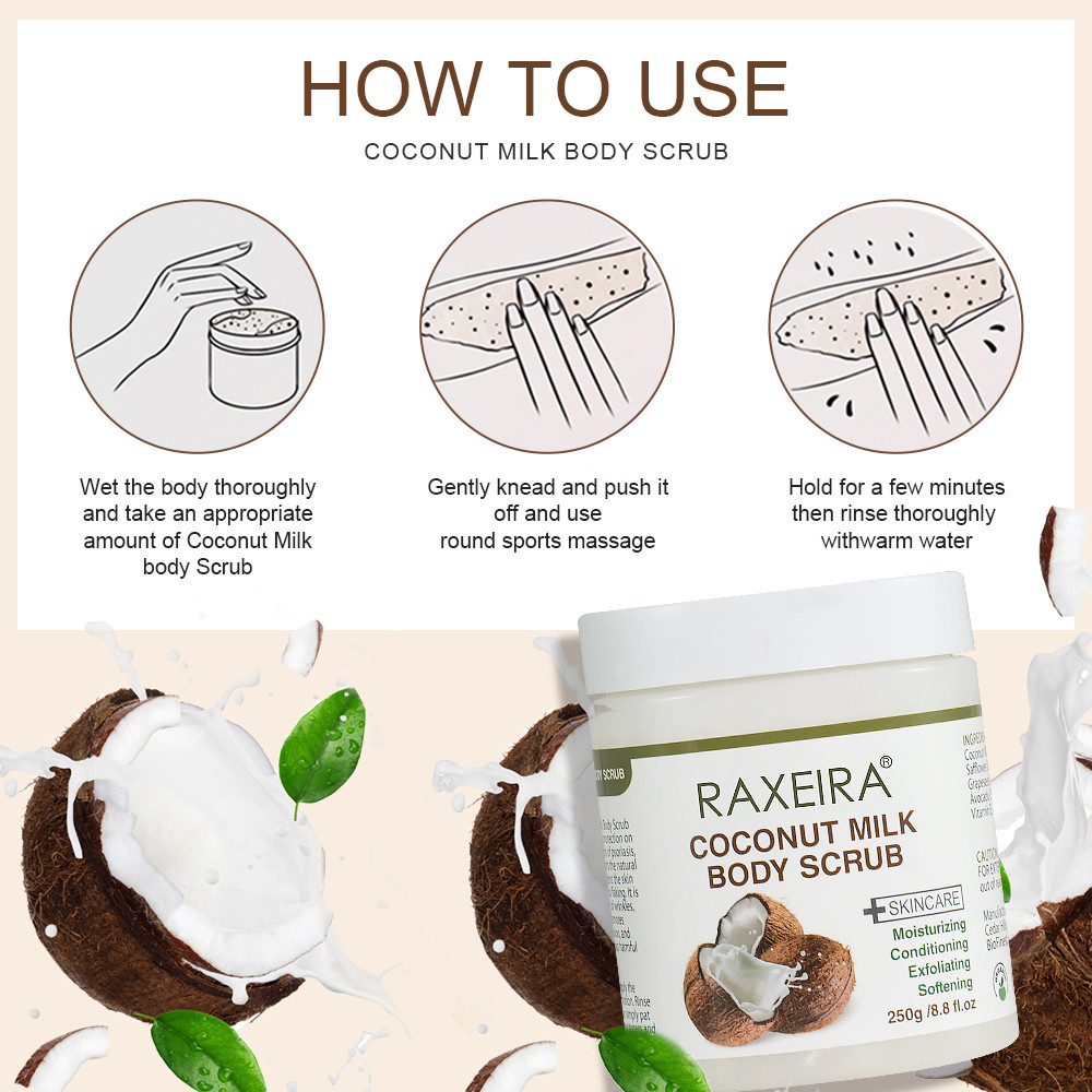 Natural Organic Skin Care Body Scrub Deep Cleansing Exfoliate Skin Coconut Milk Body Scrub