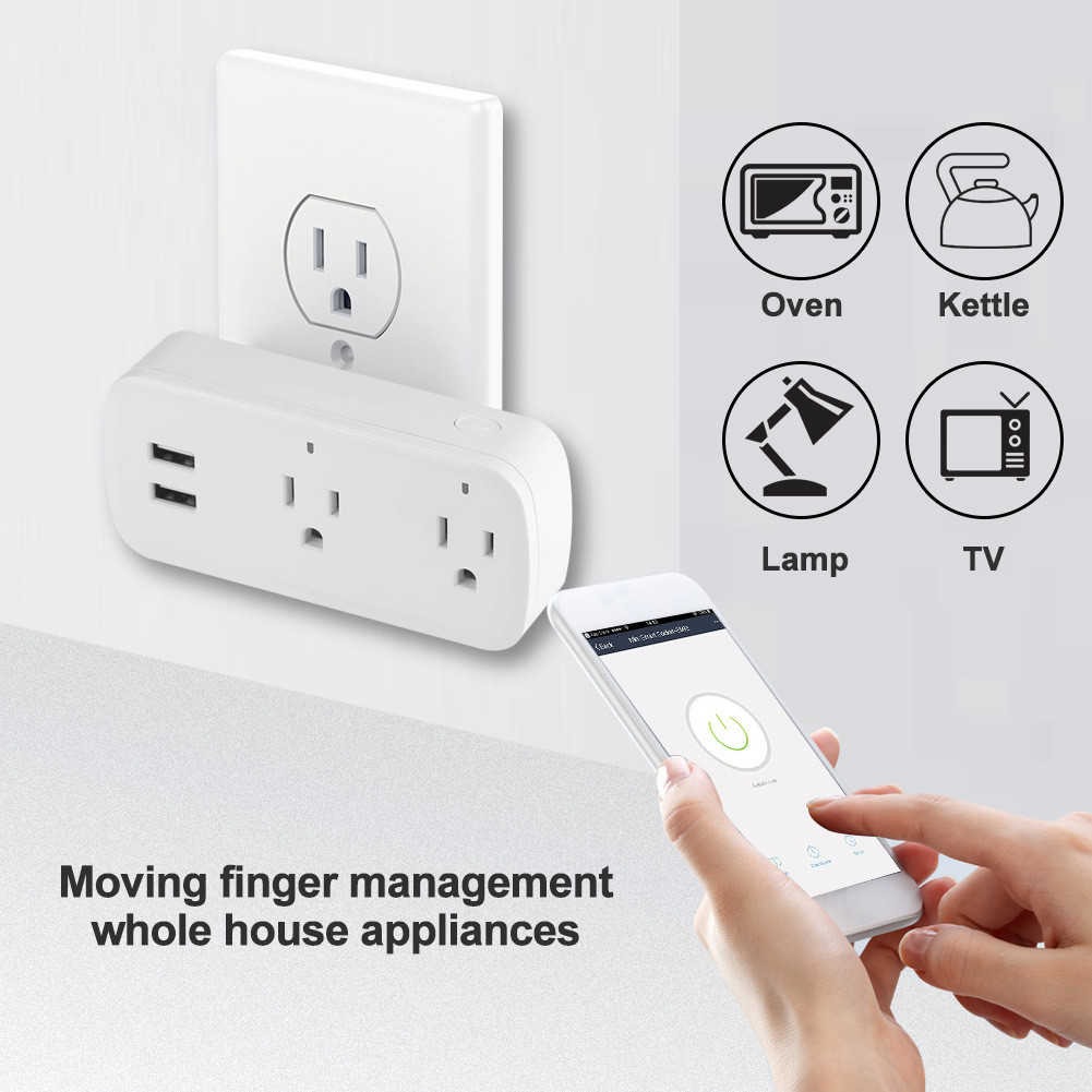 Smart Home Wireless Plug Socket US Standard Tuya Smart Plug With 2 USB Ports