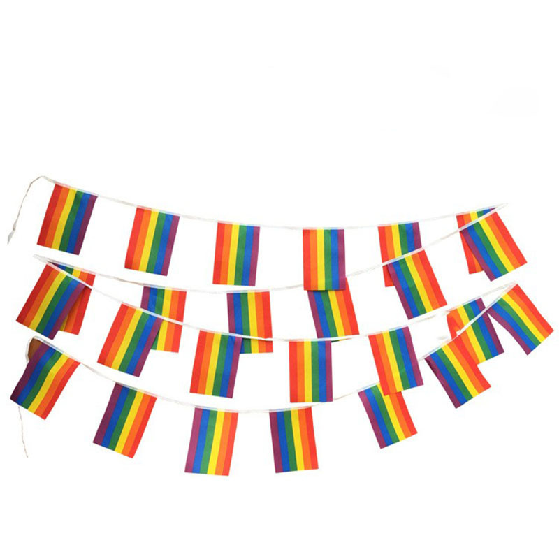 Homosexual Rainbow Bunting Flags 100% Polyester Material For Outdoor