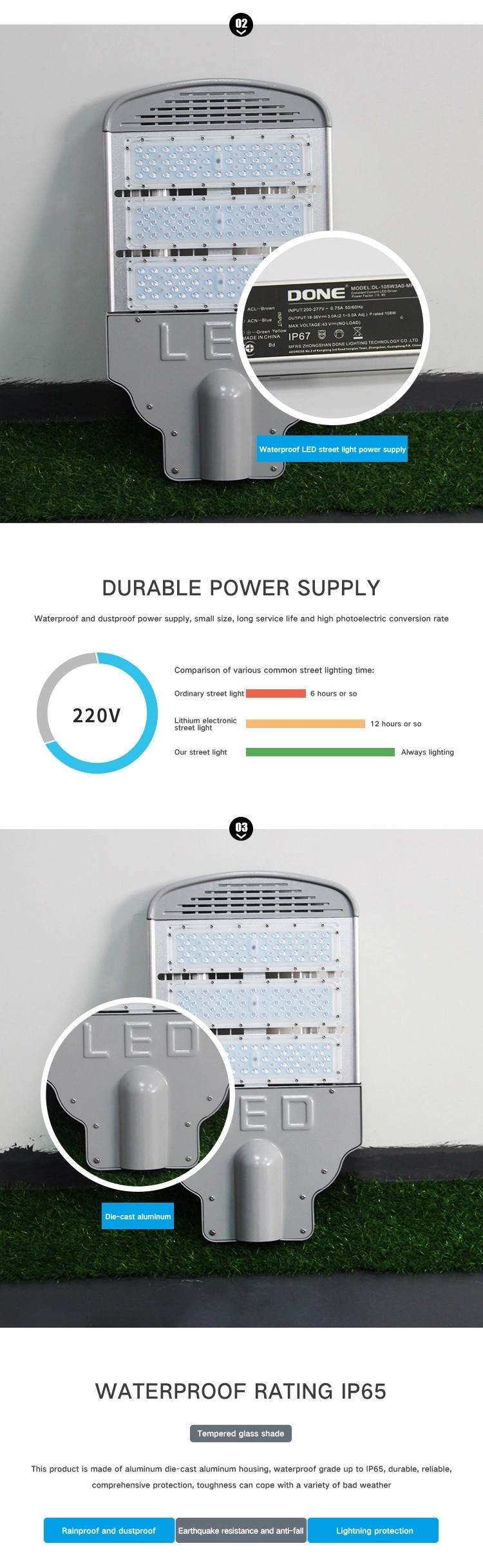 Waterproof IP65 120w LED Street Light , Aluminum Outdoor Lights 2700K-6500K CCT